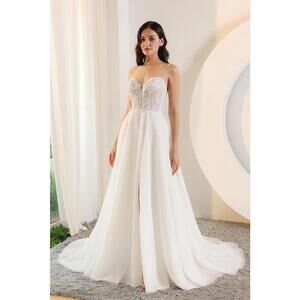Wedding Dress Aline with Slit Sleeveless strapless size 16